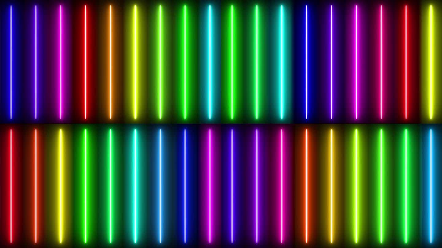 霓虹灯多彩线荧光灯棒讲台舞台抽象彩色技术未来背景与明亮的霓虹灯光芒和发光的线条背景。循环的背景。光速