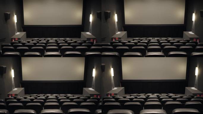 电影开映前，空旷的电影院里被照亮的屏幕