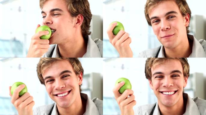 快乐的人吃青苹果