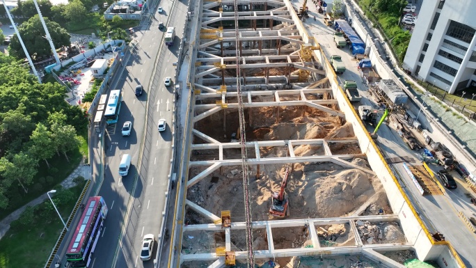 厦门地铁修建俯拍工地项目