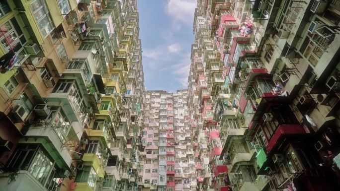 香港住宅大厦高楼仰视楼宇