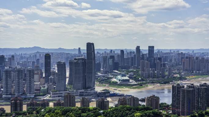 重庆城市风光两江交汇延时