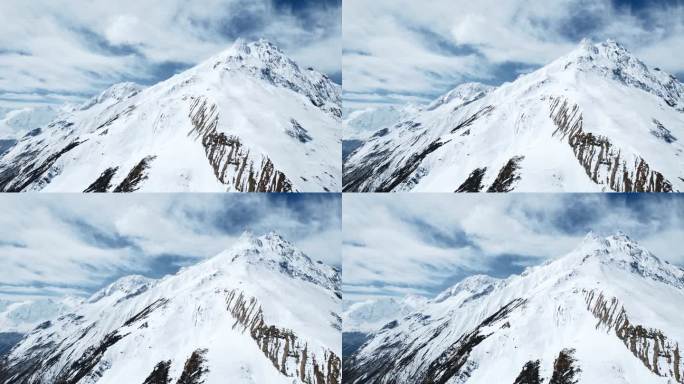 雪山尼泊尔一座覆盖着白雪的高山的顶峰