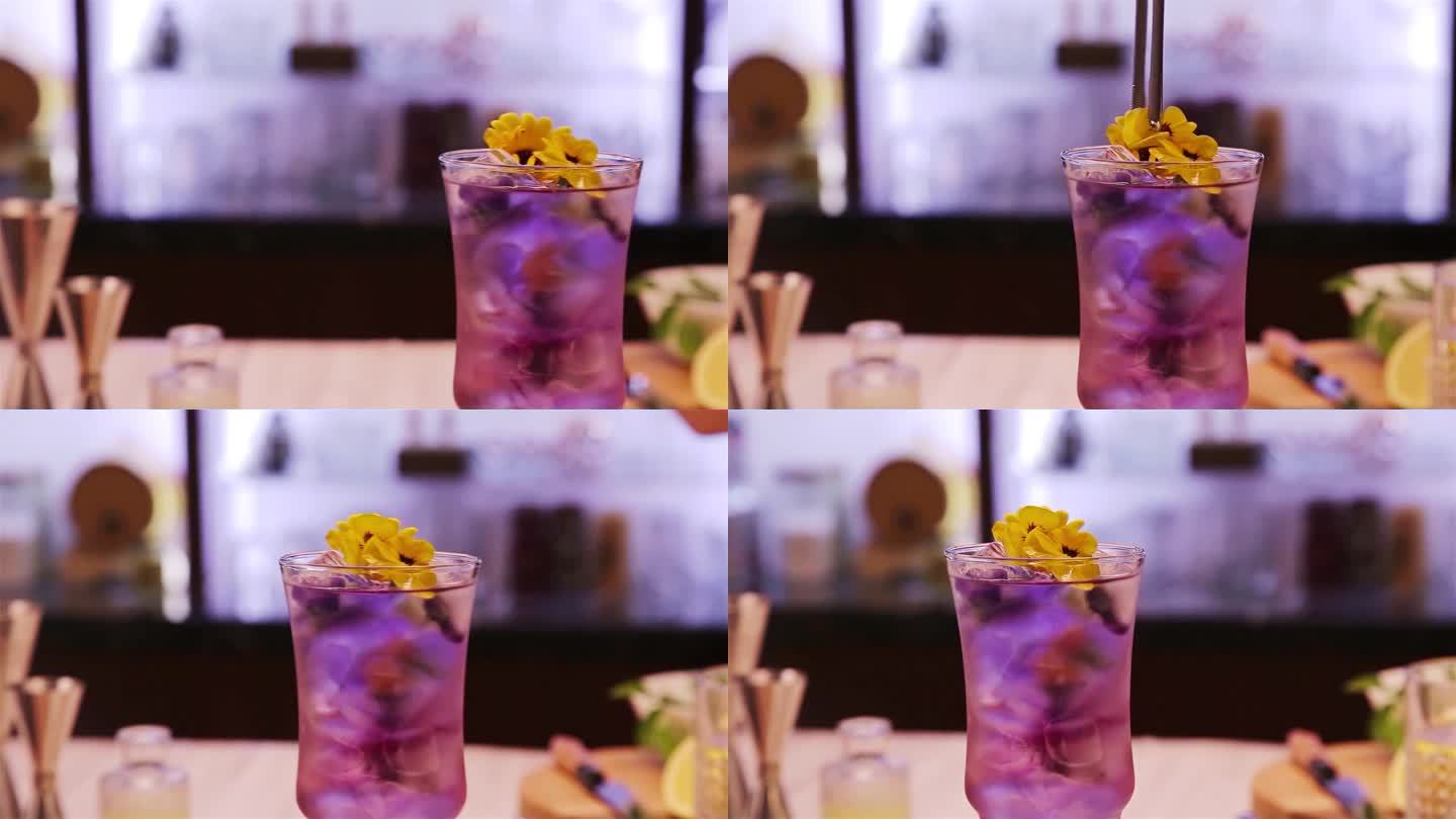 紫色饮料饰花-从左到右滑动