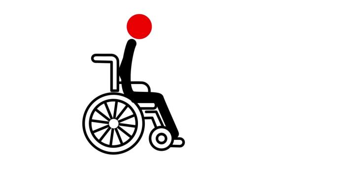 残疾的人。坐轮椅的人。对残疾人的照顾和帮助。4k视频插图。