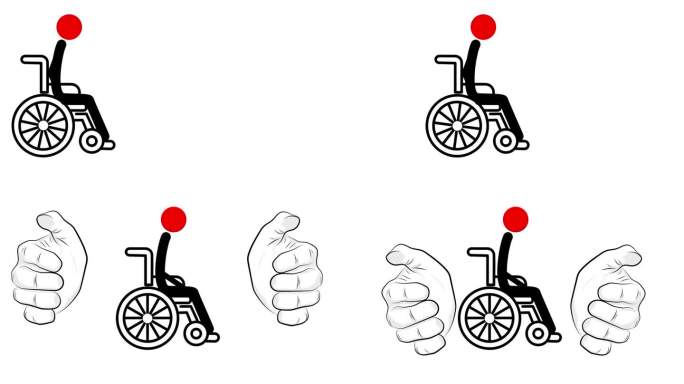 残疾的人。坐轮椅的人。对残疾人的照顾和帮助。4k视频插图。