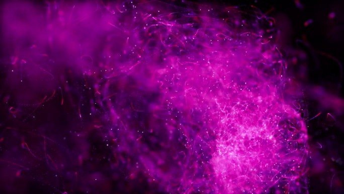 蓝紫色的飞沫运动作为动画三维抽象介绍装饰爆炸在黑色的背景