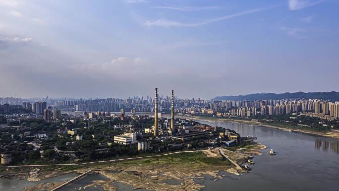重庆城市风光九龙坡发电厂延时