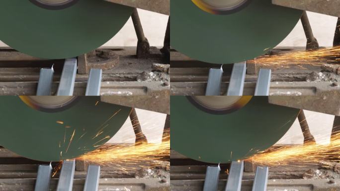 旋转螺旋桨，切割钢管直至产生火花。