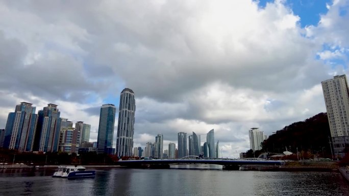 亚洲韩国釜山海云台的Centum城市时间轴