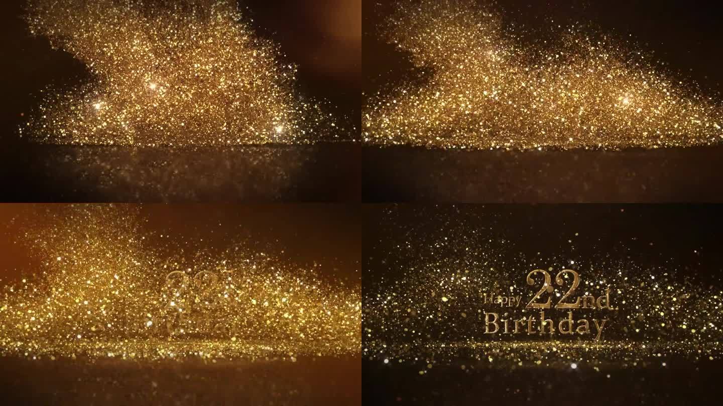 用金色的纸屑祝22岁生日快乐，生日祝福快乐