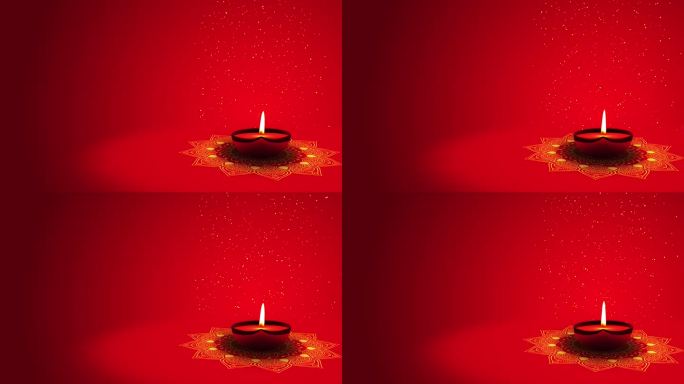 排灯节的背景是燃烧着的油灯、蜡烛和花rangoli