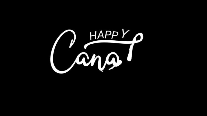 快乐加拿大日金色文字动画。加拿大日手写动画文本。伟大的庆祝活动，仪式，节日，问候和横幅。七月一日加拿