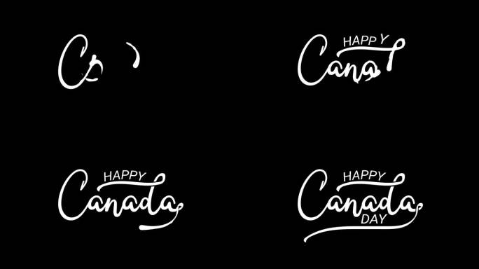快乐加拿大日金色文字动画。加拿大日手写动画文本。伟大的庆祝活动，仪式，节日，问候和横幅。七月一日加拿