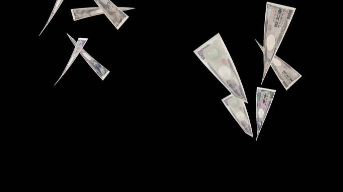 日元纸币竖拍竖屏抠像通道透明素材