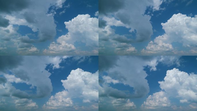 云的形成。晴天积雨云的形成。边界风暴锋面的蓝天积云。间隔拍摄。