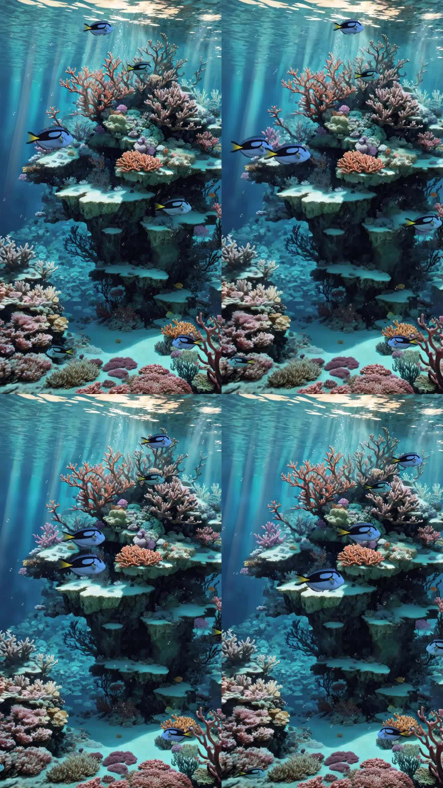 珊瑚礁上的水下背景热带鱼