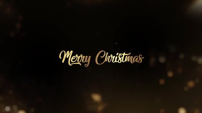 视频问候圣诞快乐与金色颗粒和散景