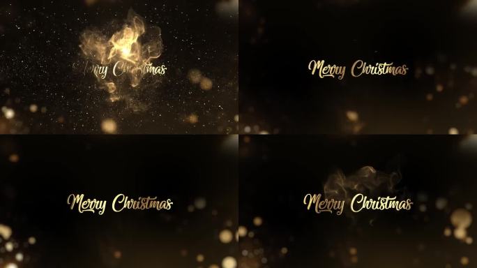视频问候圣诞快乐与金色颗粒和散景