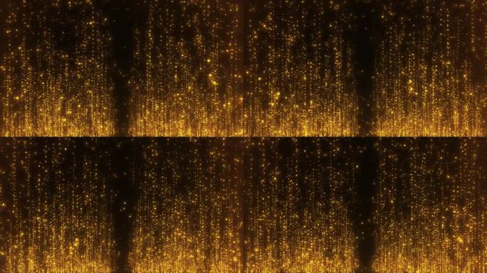 4K背景粒子发光的黄金墙豪华圣诞挂金花环