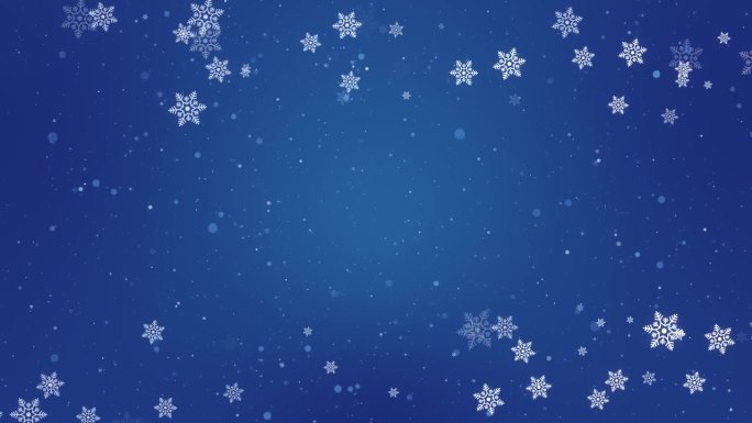圣诞装饰的背景是闪闪发光的雪花飘落的白色雪花。闪光的