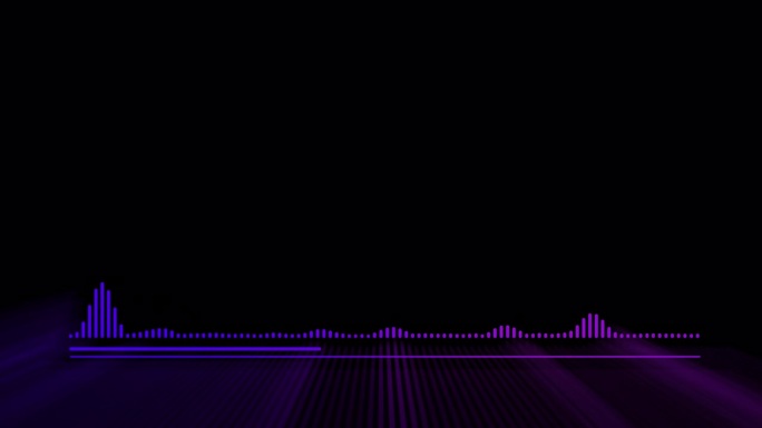 音频频谱隔离在alpha通道上。频带为霓虹紫色和蓝色的音频波形。音乐显示的可视化。横线音频声音音乐声