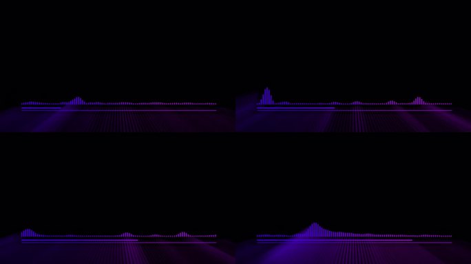 音频频谱隔离在alpha通道上。频带为霓虹紫色和蓝色的音频波形。音乐显示的可视化。横线音频声音音乐声
