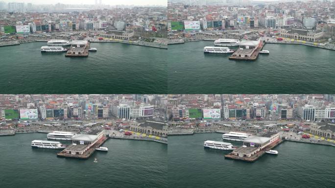 伊斯坦布尔卡迪科伊渡轮码头和公交车站的放大镜头