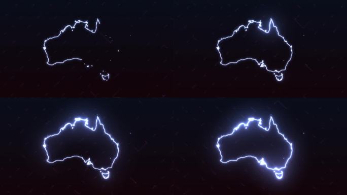 澳大利亚地图对蓝色动画背景4k UHD