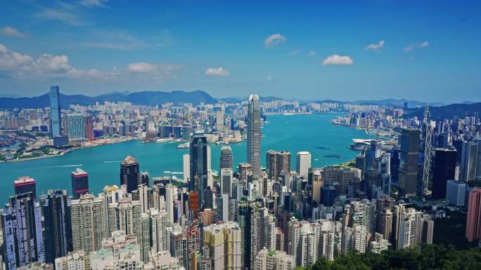 【正版素材】香港大景全景大气俯拍7247