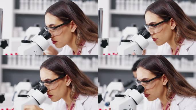 Science, research and woman with microscope in the