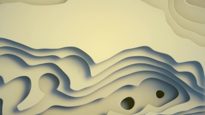 具有波浪曲线的分层白纸的3D渲染循环动画4K
