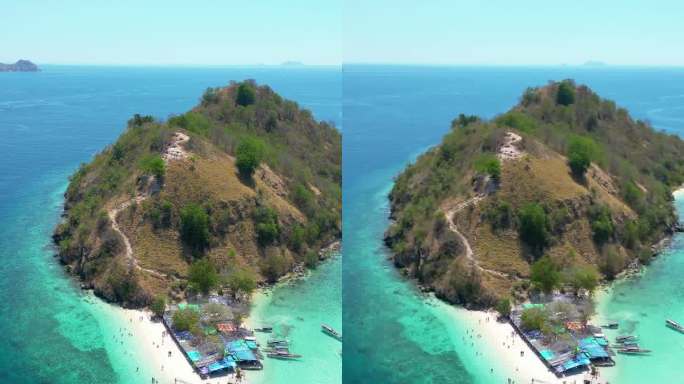 印尼科劳科莫多岛(Pulau Kelor Komodo)左侧航拍幻灯片