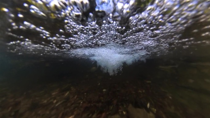 从水下看瀑布森林海氧吧瀑布溪流水