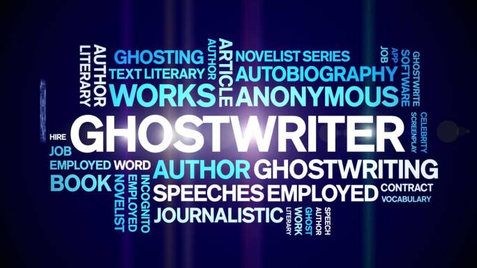 Ghostwriter动画字云，文本标签动态排版无缝循环。