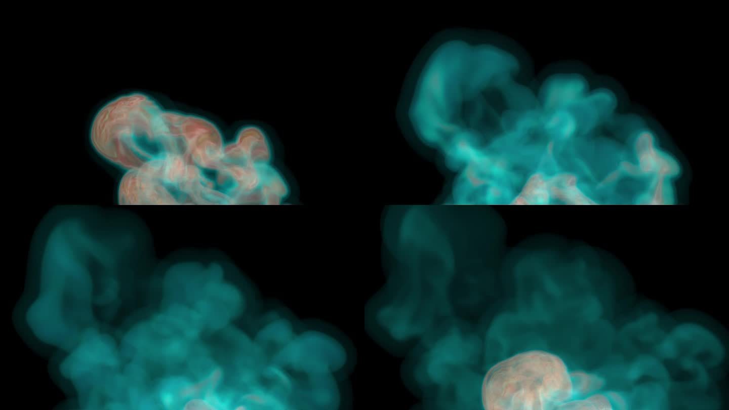 星系能量的绿松石火焰。能量流，3D动画。宇宙流烟。能量球。科学效果和过渡的视频。