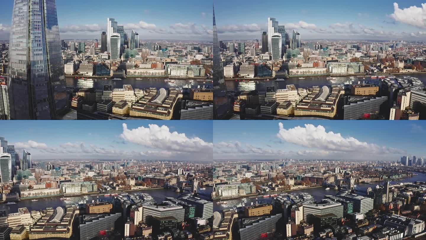伦敦碎片大厦鸟瞰图。高品质的4k画面。