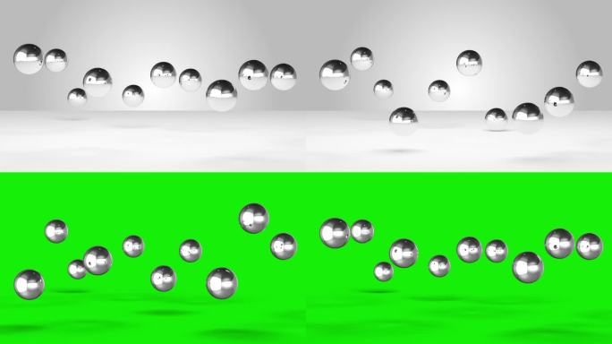 循环4k - Cg几何动画的金属球与真实的光和阴影在地板上