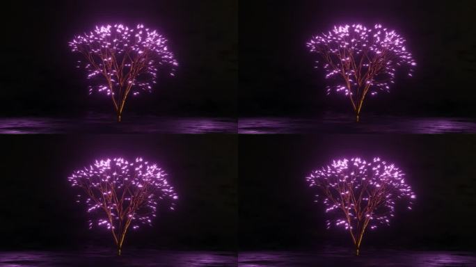 一个抽象的LED霓虹灯树3D循环动画背景是一个视觉上令人惊叹和未来主义的设计