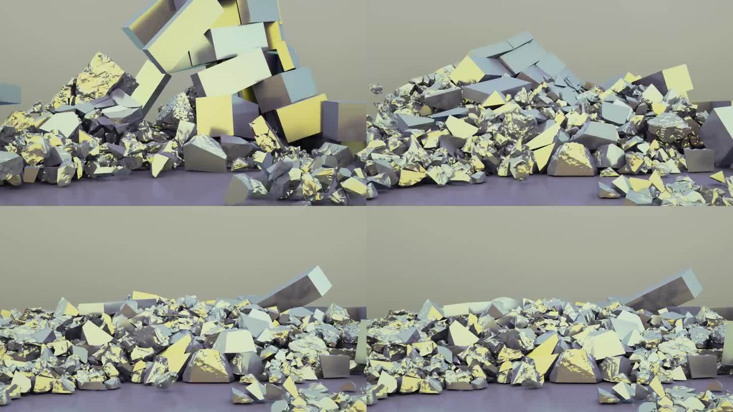 碎片和碎片下落3D渲染