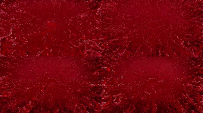 神秘的深红级联流体转换在充满活力的红色画布