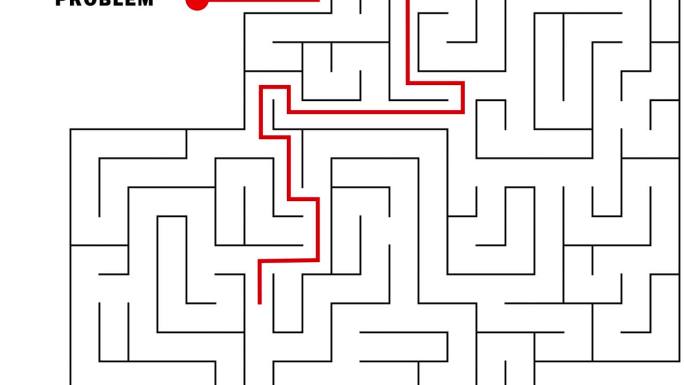 迷宫解决路径复杂的方式。解决问题和找出存在的迷宫概念。经营理念
