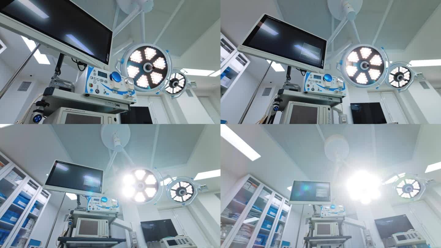 医院病房天花板上的手术灯。现代外科病房。