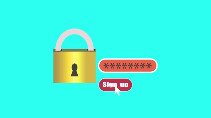 打开一个锁，给出密码，点击“注册”按钮动画与背景。a_130