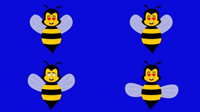 视频动画蜜蜂虫卡通爱心眼睛