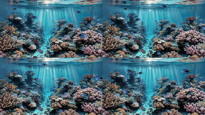 珊瑚礁上热带鱼的水下背景