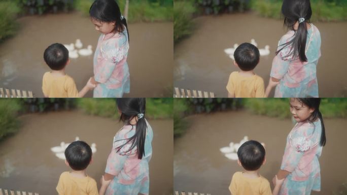 珍惜可持续的幸福:亚洲孩子在动物农场发现快乐。