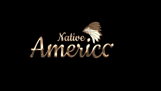 美洲原住民日动画文本在金色。动画手写Alpha通道。伟大的视频介绍4K镜头和使用作为美国印第安人日活