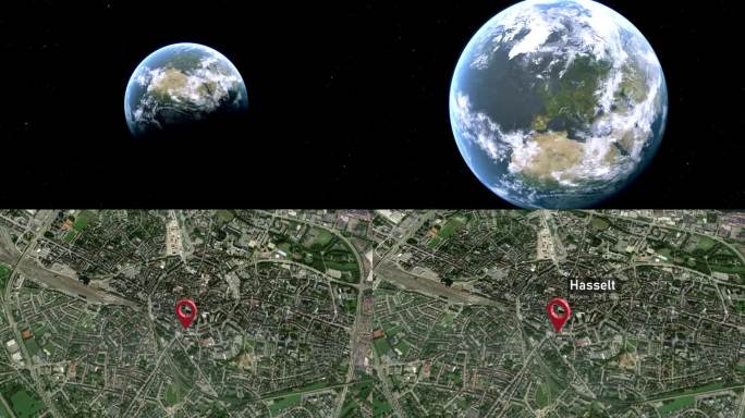 从太空到地球的哈塞尔特城市地图，比利时