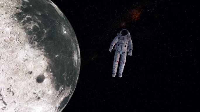 月球上勇敢的宇航员。美丽的地球
